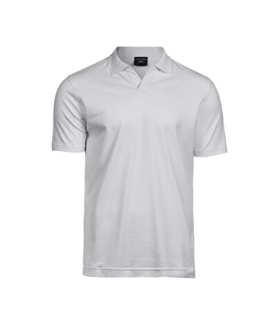 Mens Luxury Stretch V Neck Polo Shirt White Tee Jays