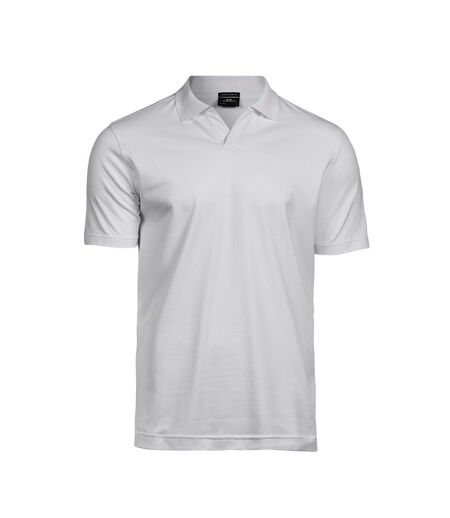 Mens Luxury Stretch V Neck Polo Shirt White Tee Jays