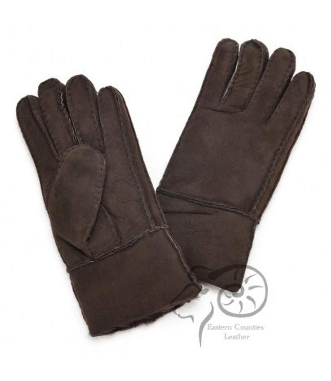 Womens/ladies cuffed sheepskin gloves coffee Eastern Counties Leather-1