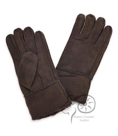 Womens/ladies cuffed sheepskin gloves coffee Eastern Counties Leather