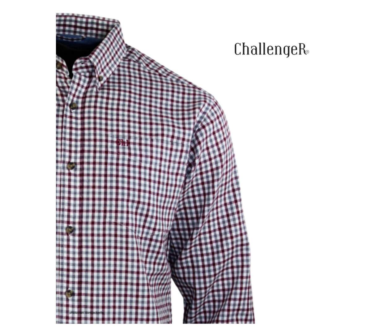 CHALLENGER TRIAL1 - Chemise à carreaux en Coton gratté douce et chaude à carreaux Bordeaux-4