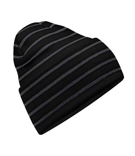Bonnet Motif/style Rayé Original Noir Gris Foncé Beechfield
