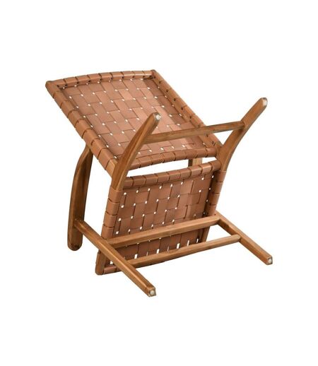 Fauteuil en teck et cuir de vache camel Munduk