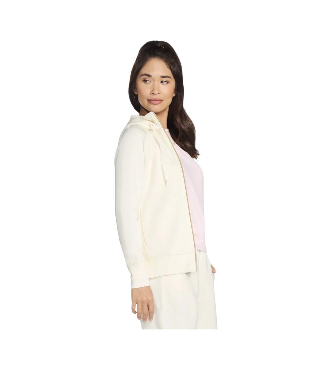 Womens/ladies skechluxe elevate hooded jacket off white Skechers-3