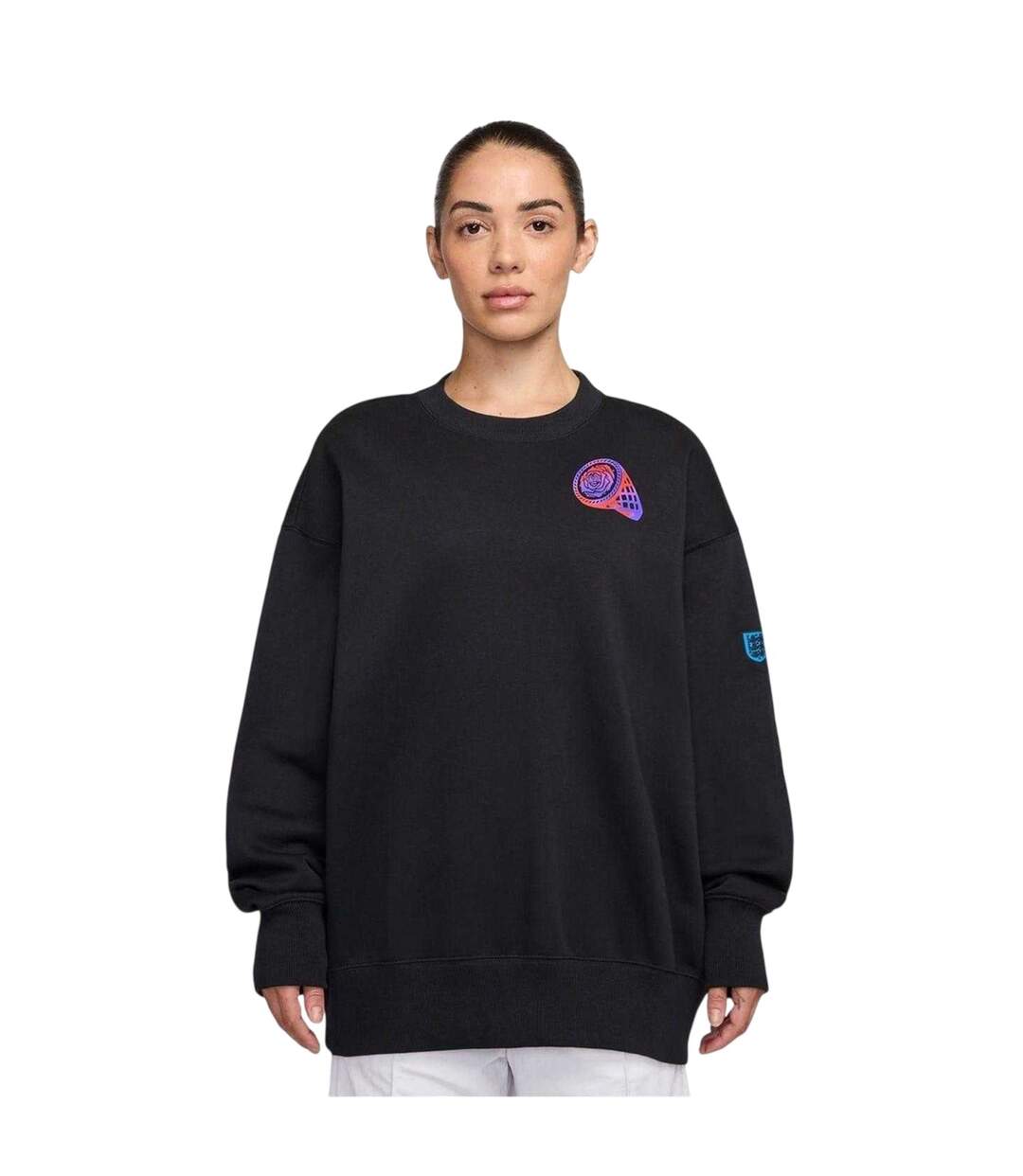 Womens/ladies Phoenix England Fleece Crew Neck Sweatshirt Black Purple Nike-2