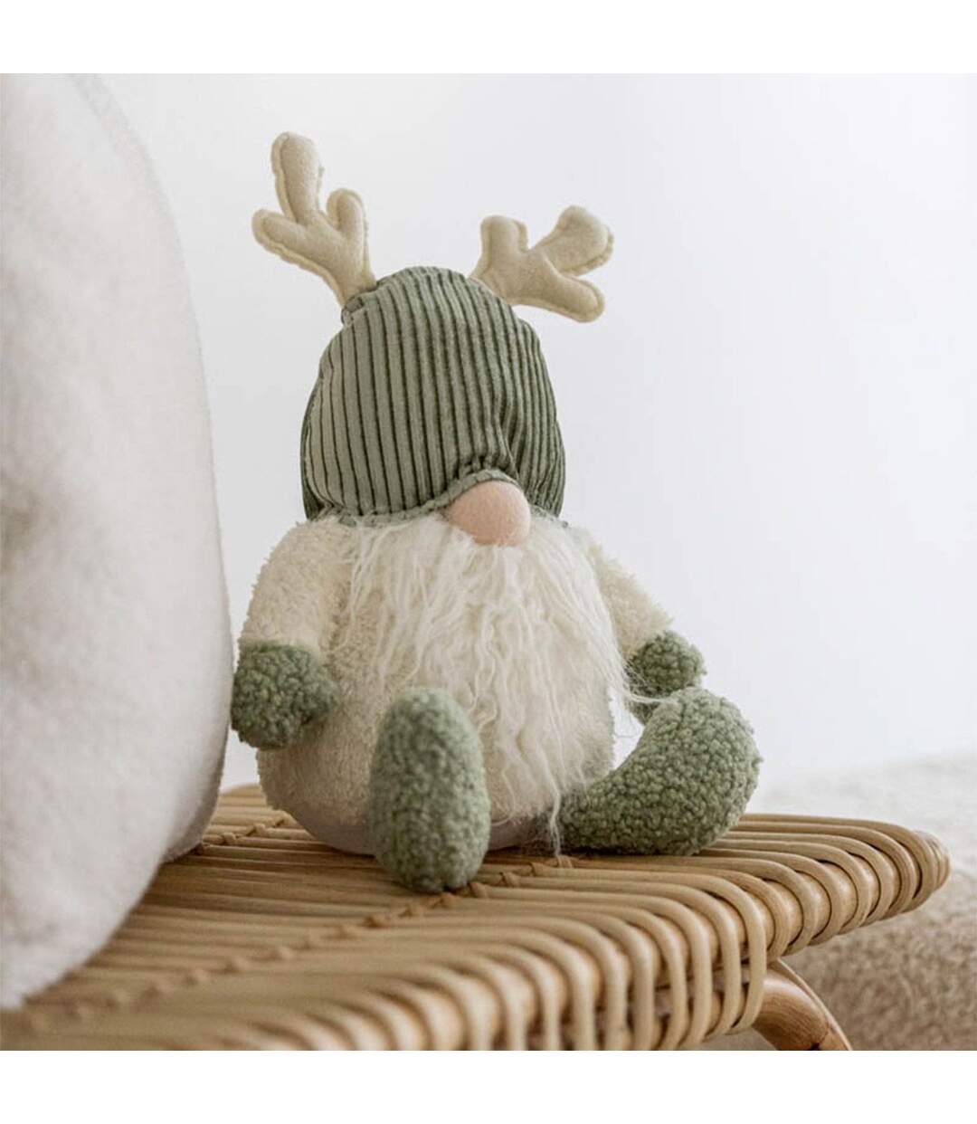 Statuette Déco Lutin Cerf 45cm Vert & Beige-2