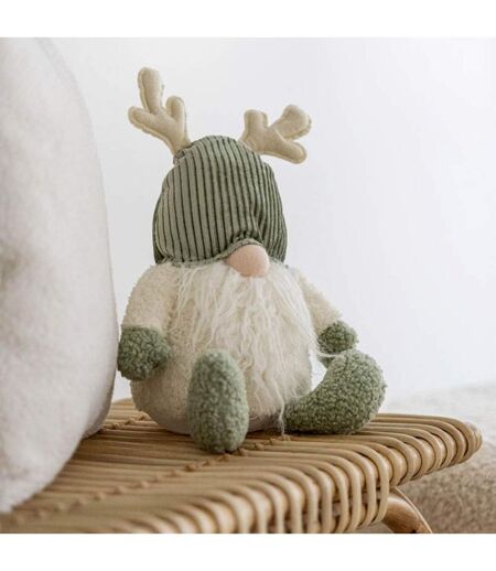 Statuette Déco Lutin Cerf 45cm Vert & Beige