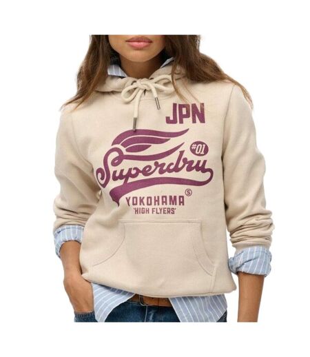 Sweat beige femme superdry high flyers hood - l