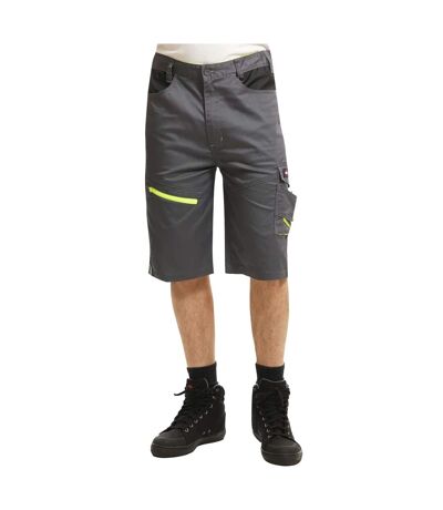 Mens Stretch Reflective Multi Pocket Cargo Shorts Grey Black Lee Cooper