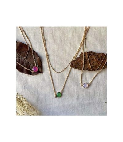 Layered Crystal Pendant Drop necklace, Green/Pink/White round drop Necklace