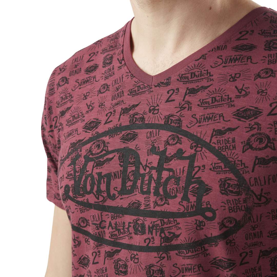 T-shirt homme col v imprimé en coton Tyron Vondutch-2