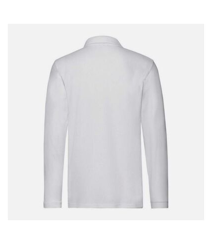 Fruit of the Loom Mens Cotton Pique Long-Sleeved Polo Shirt (White)