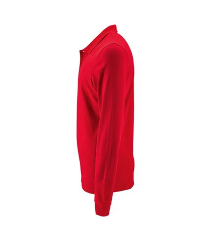 SOLS Mens Perfect Long Sleeve Pique Polo Shirt (Red)