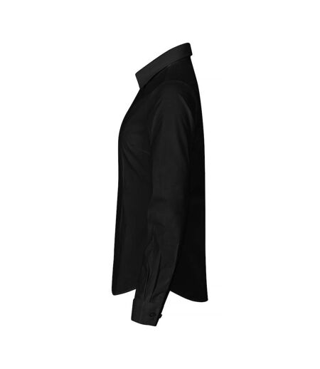 Womens/ladies Stretch Formal Shirt Black Clique