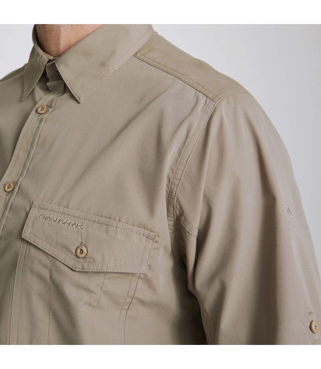 Mens Expert Kiwi Long-sleeved Shirt Pebble Brown Craghoppers-4