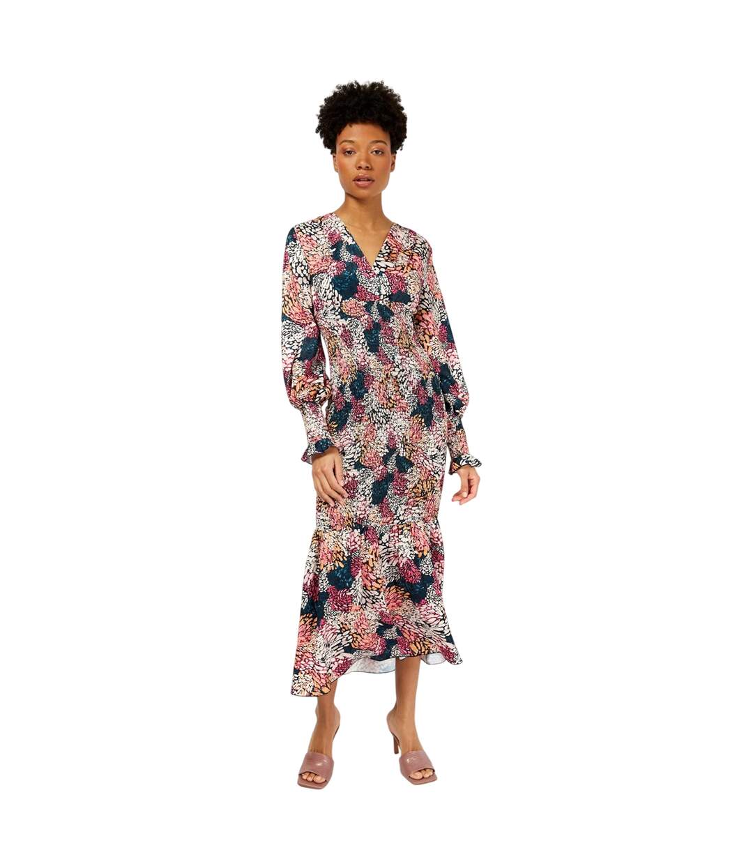 Womens/ladies Floral V Neck Maxi Dress Multicoloured Print Little Mistress-4