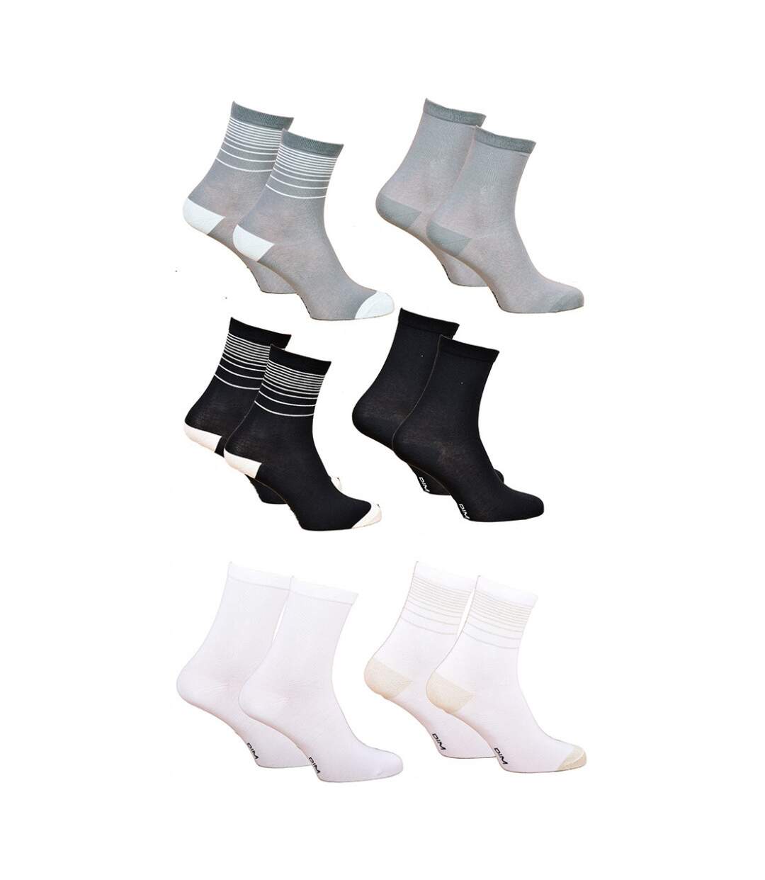Chaussettes femme DIM en Coton Confort et Elegance -Assortiment modèles photos selon arrivages- - Pack de 6-1