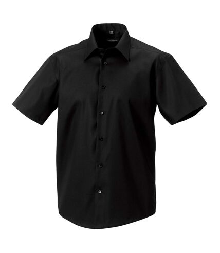 Russell Collection Mens Short Sleeve Tailored Ultimate Non-Iron Shirt (Black) - UTBC1039