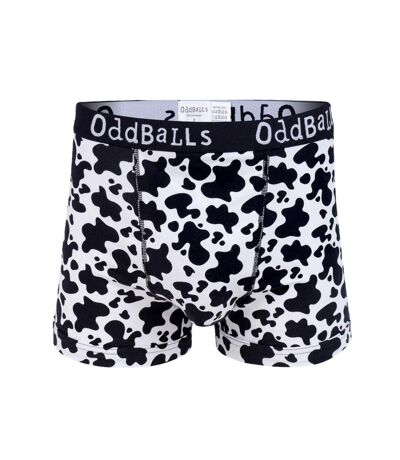 OddBalls Mens Fat Cow Boxer Shorts (Black/White) - UTOB105