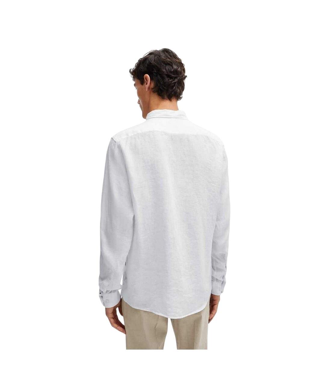 Mens Liam Linen Button-down Shirt White Boss-3