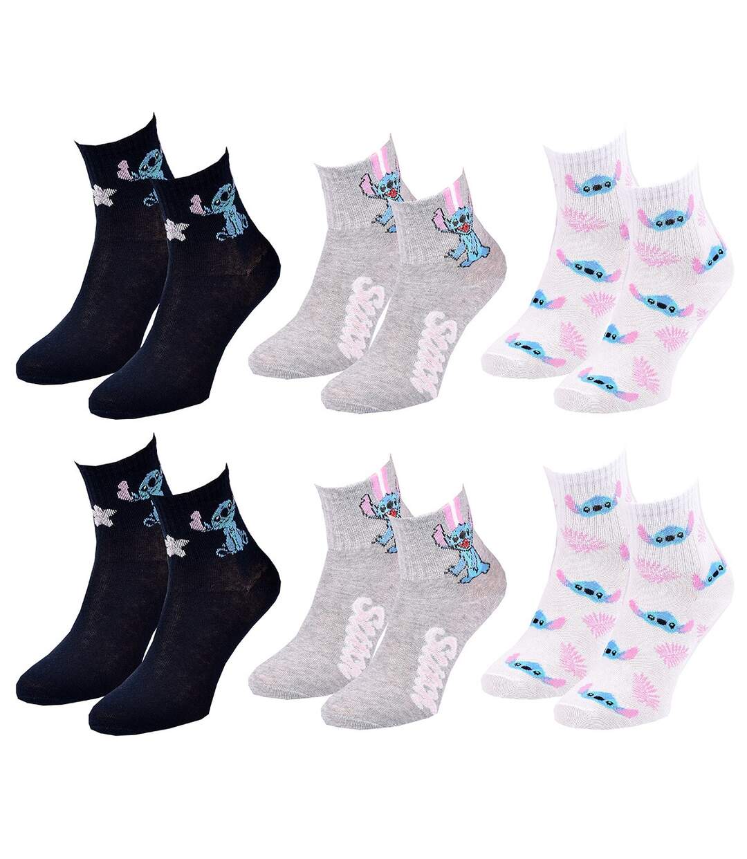 Chaussettes Pack Femme LILO ET STITCH Pack de 6 Paires 1487 QUARTER-1