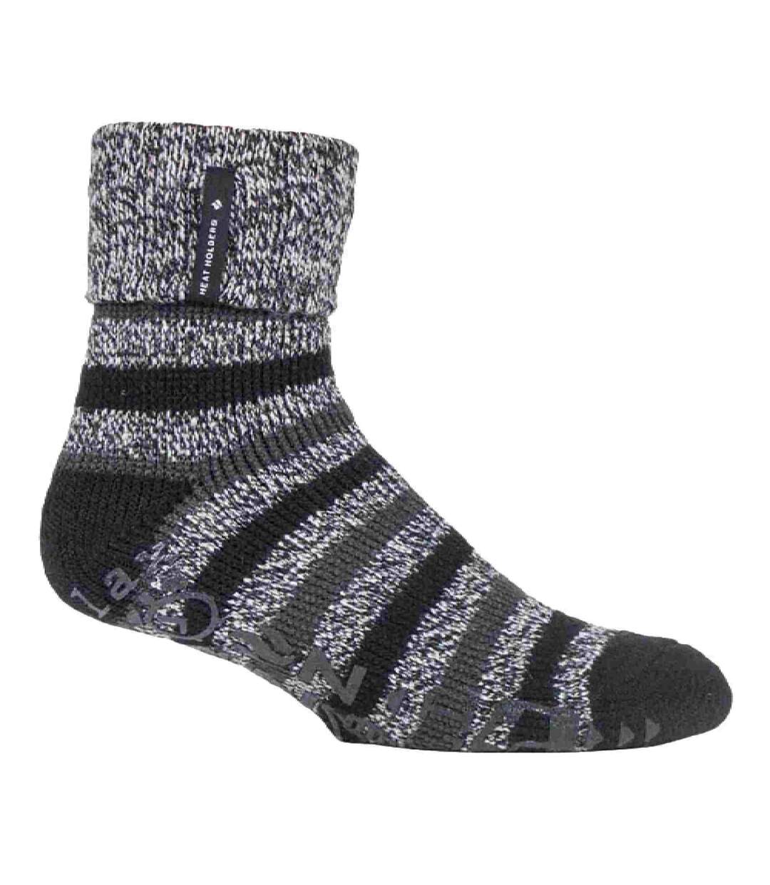 Men's Warm Fleece-Lined Non-Slip Lounge Bed Socks with Grippers-1