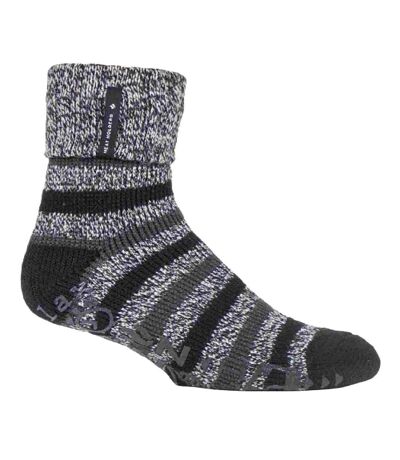 Men's Warm Fleece-Lined Non-Slip Lounge Bed Socks with Grippers