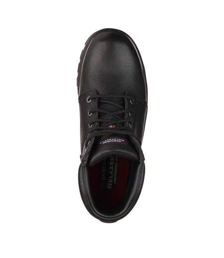 Mens Workshire Leather Steel Toe Cap Safety Boots Black Skechers