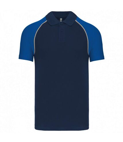 Kariban Mens Contrast Pique Baseball Polo Shirt (Navy/Royal Blue)