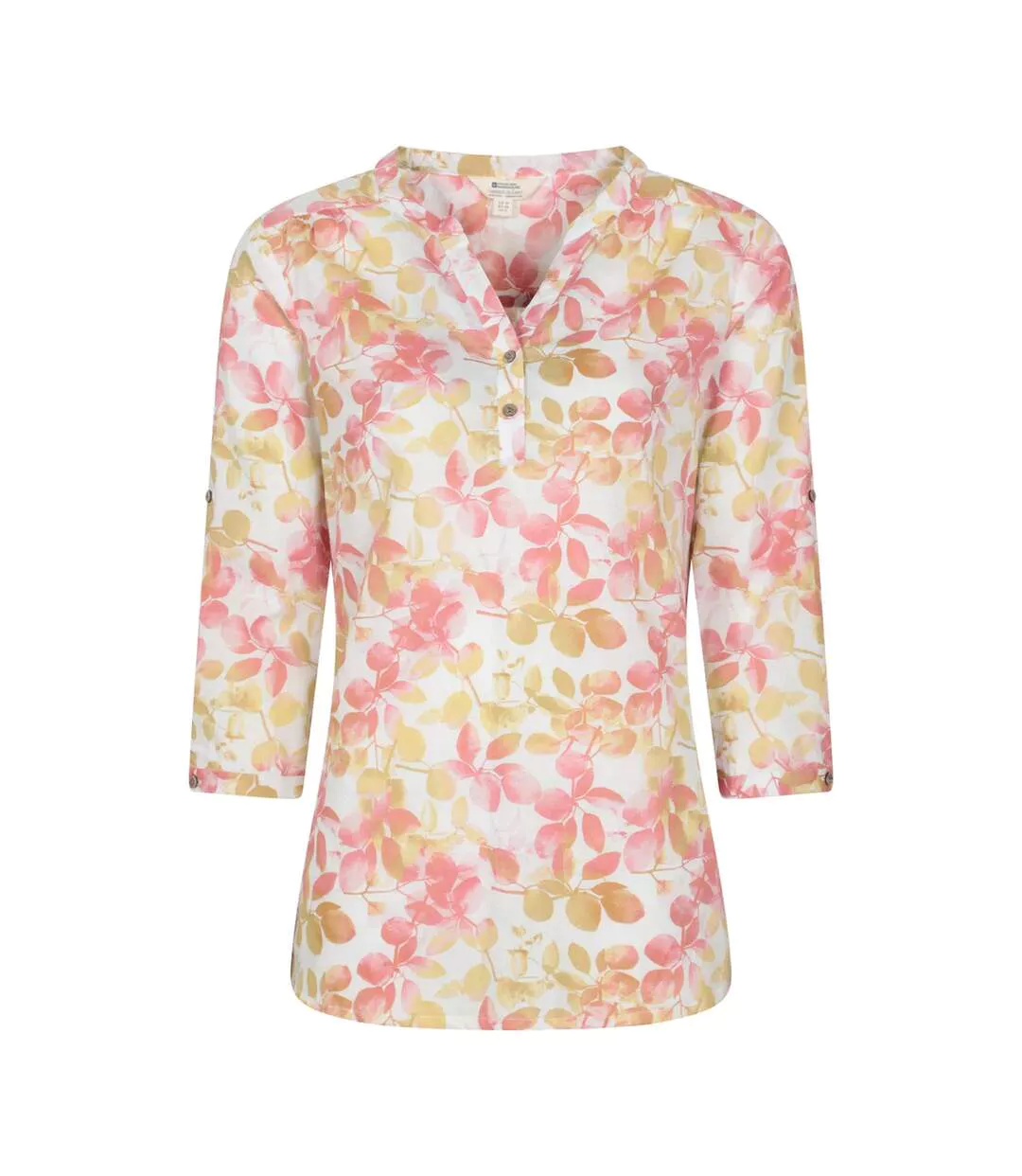 Blouse Manches ¾ Motif/style Imprimé Feuille Petra Femme Corail Imprimé Mountain Warehouse-1