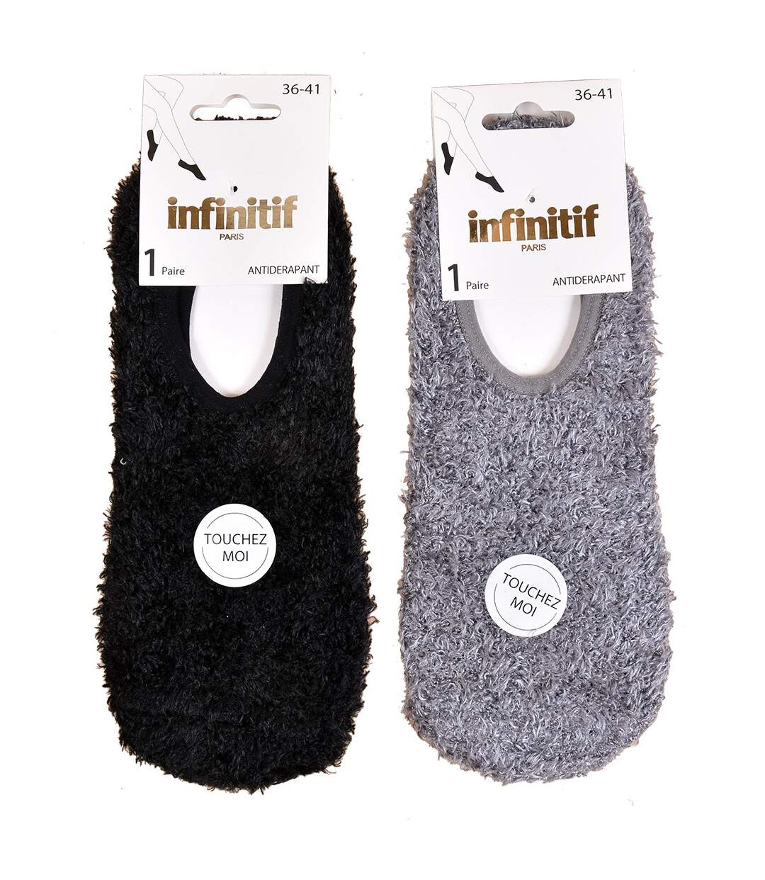 Chaussettes femme INFINITIF Qualité et Confort-Assortiment modèles photos selon arrivages- Pack de 2 Footies Antidérapant INFINITIF-3