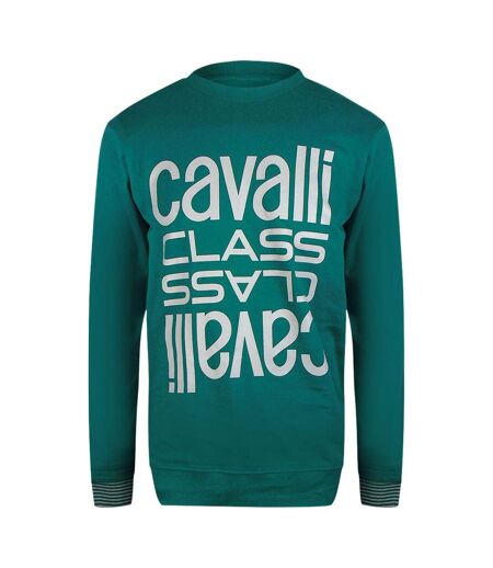 Unisex Adult Logo Round Neck Sweatshirt Green Cavalli Class