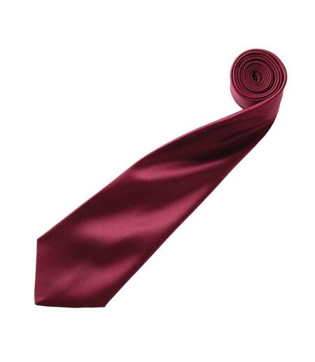 Premier Mens Plain Satin Tie (Narrow Blade) (Burgundy) (One Size) - UTRW1152