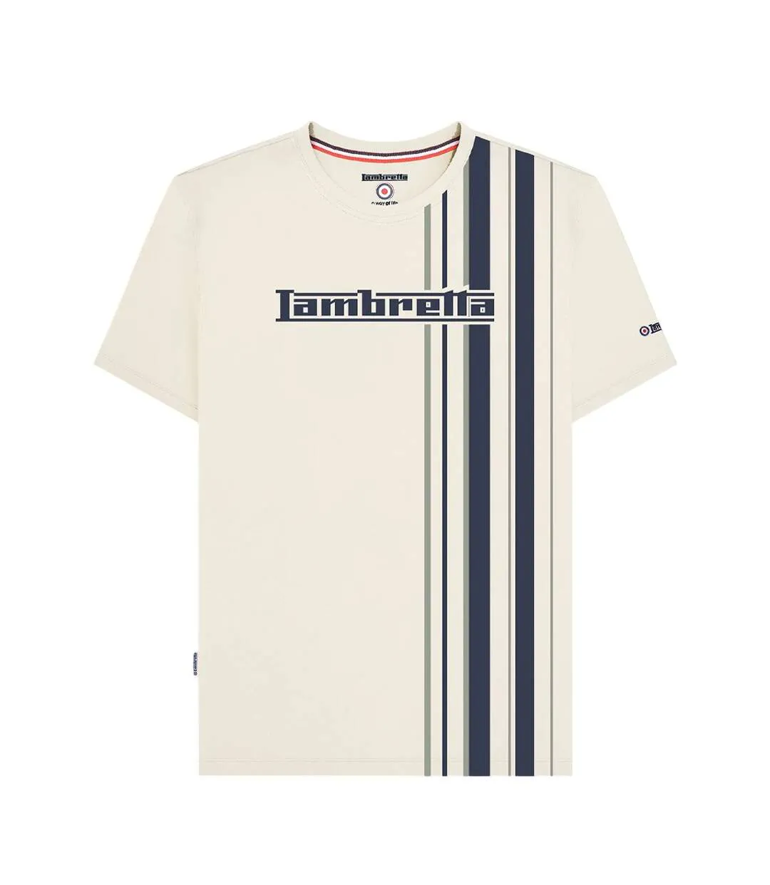 Mens Racing Stripe T-shirt Silver Navy Lambretta-2