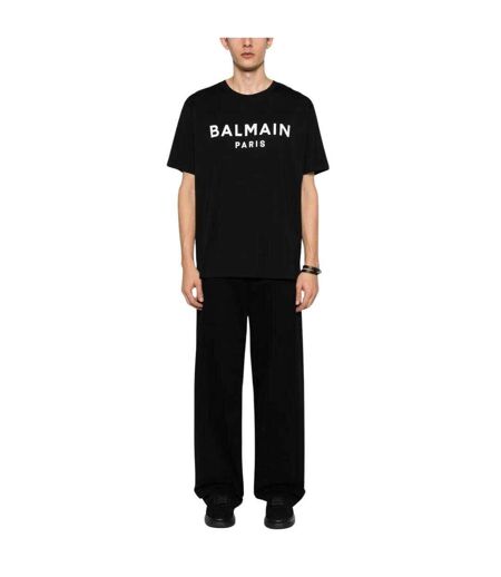 Unisex Adult Paris Logo Branded T-shirt Black Balmain