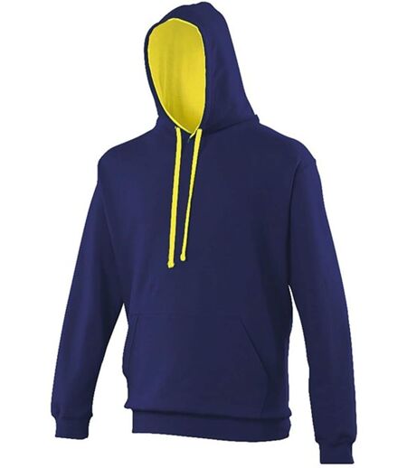 Sweat à capuche contrastée unisexe - JH003 - bleu marine et jaune