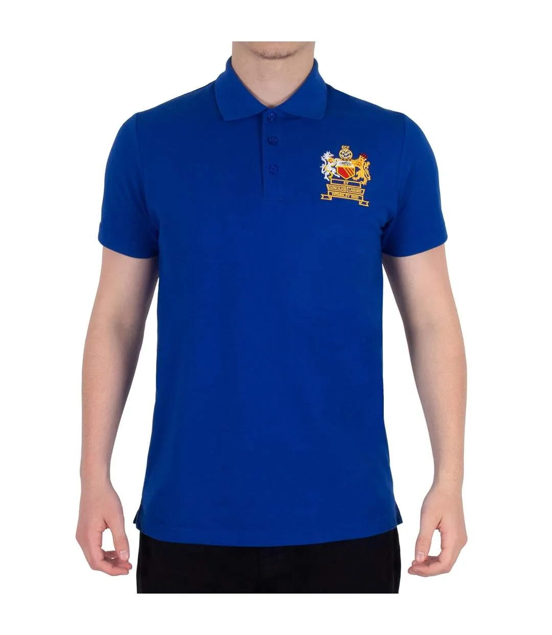 Mens Manchester 1968 Crest Polo Shirt Blue Fan Originals-1
