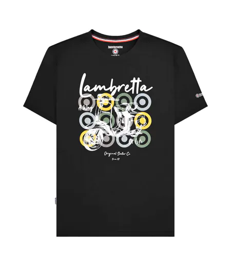 T-shirt Motif/style Scooter Et Marque Homme Noir Lambretta