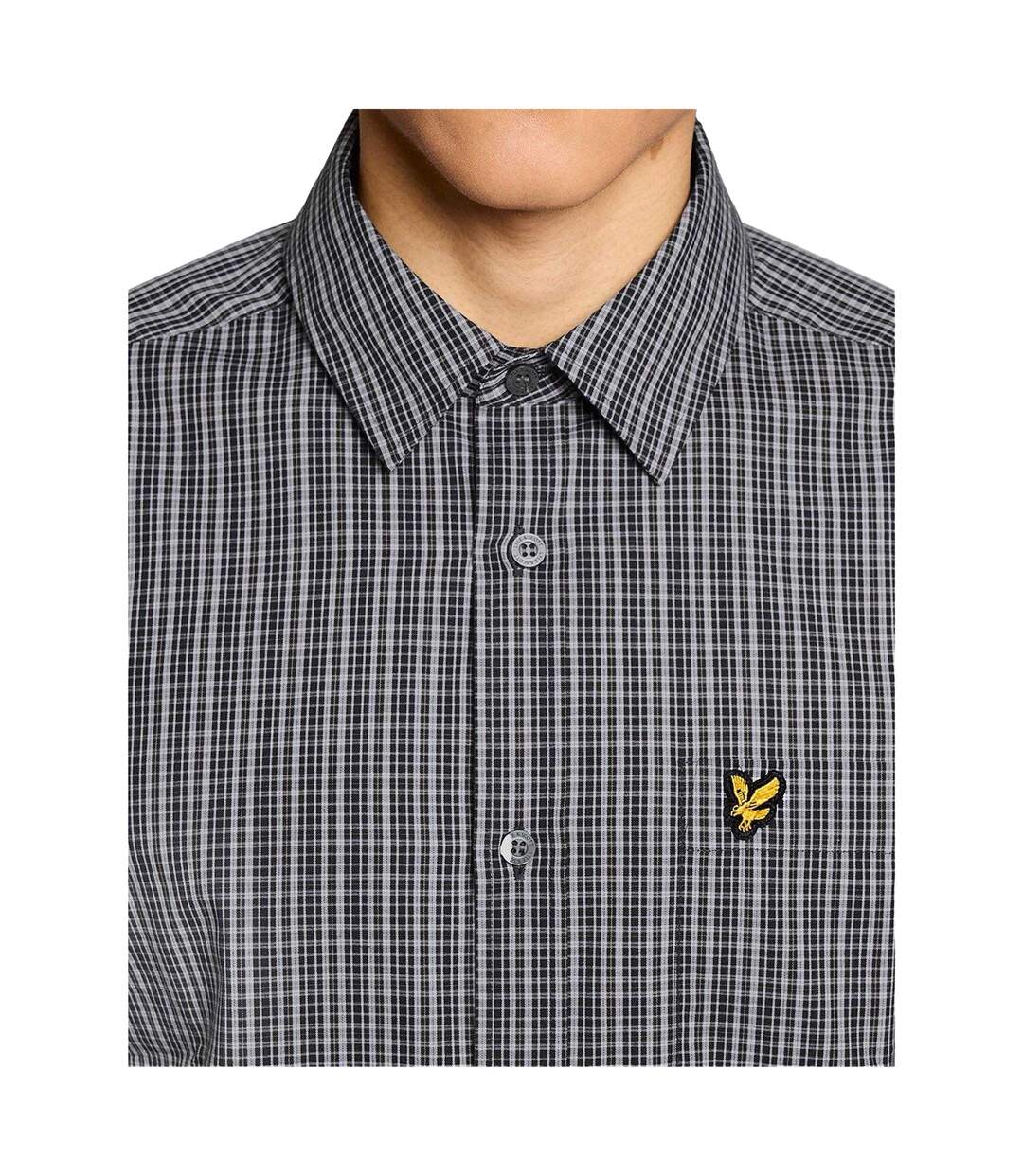 Mens Micro Checked Woven Shirt Dark Navy Lyle & Scott-4
