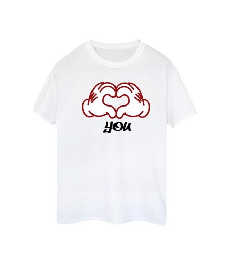 Disney Femme/Ladies - Mickey Mouse Love You Hands - T-shirt boyfriend en coton (Blanc) - UTBI38839