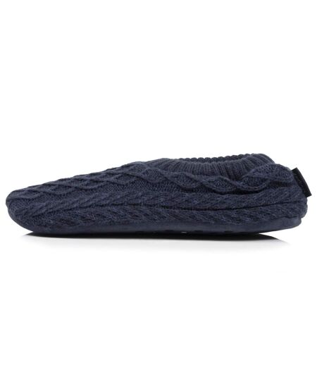 Isotoner Chaussettes d'intérieur homme maille torsadée, picots antidérapants
