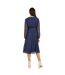 Womens/ladies Dobby Spotted Wrap Dress Navy Mela London-3