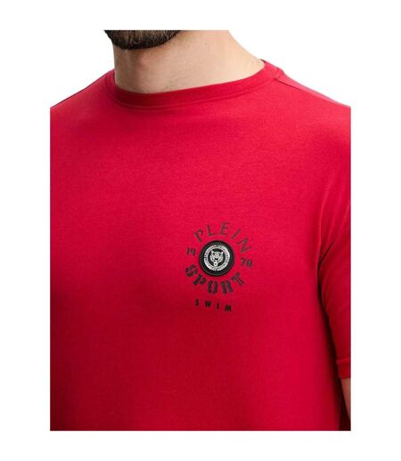 T-shirt Motif/style Logo Dans Cercle Homme Rouge Plein Sport