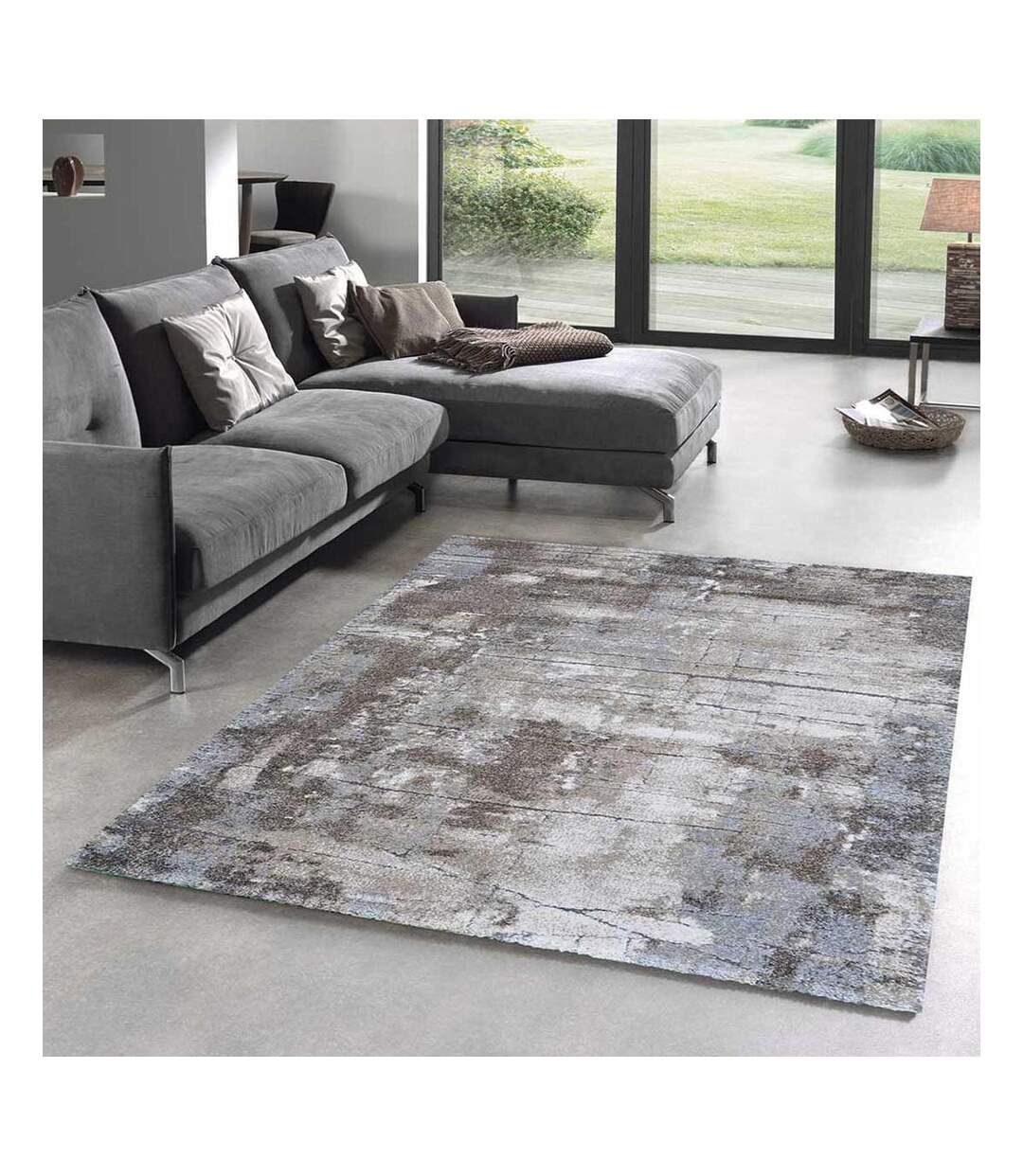 Tapis salon et chambre tissé motif faux uni OXIVAN-2