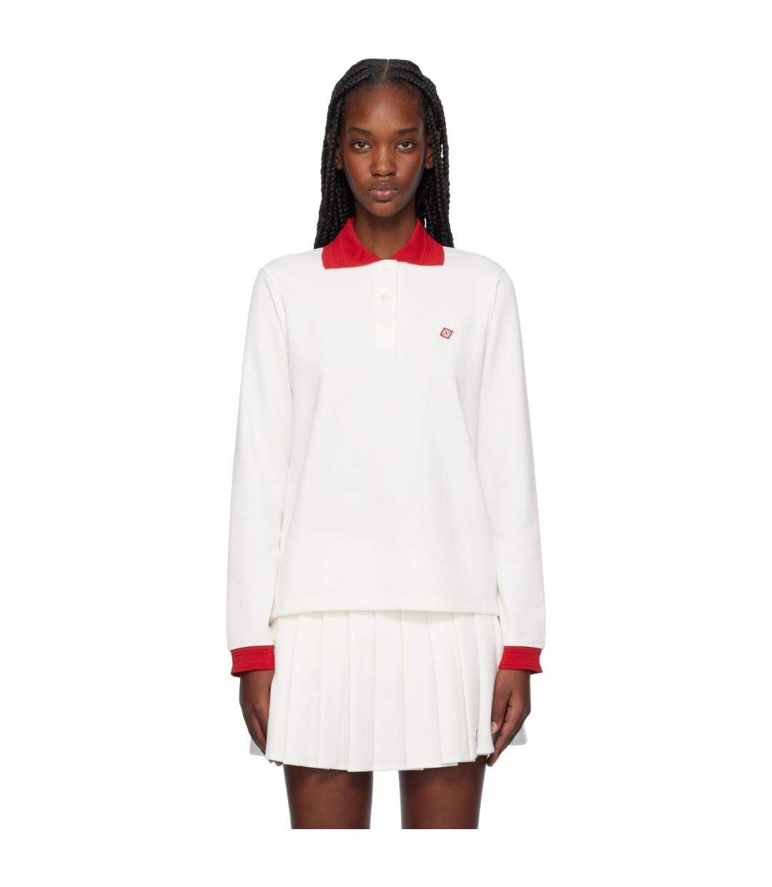 Mens Jersey Long-sleeved Polo Shirt White Casablanca-4