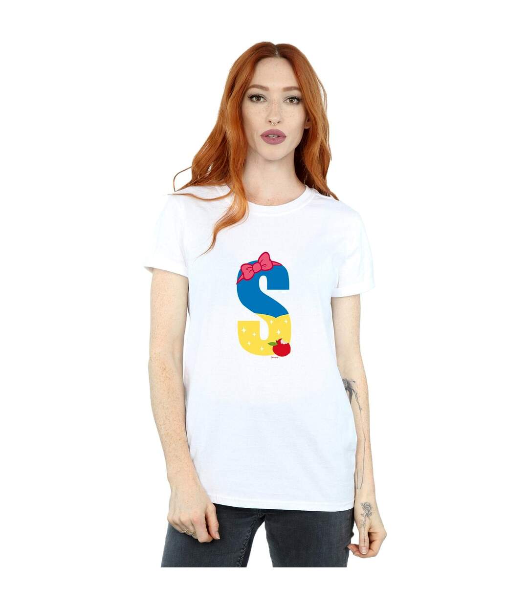 Disney Womens/Ladies Alphabet S Is For Snow White Cotton Boyfriend T-Shirt (Blanc) - UTBI42699-2