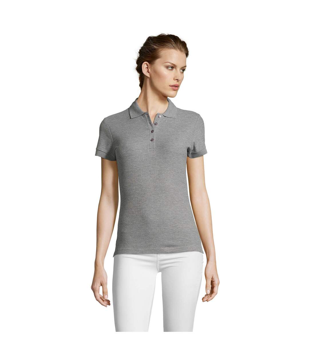 SOLS Womens/Ladies People Pique Short Sleeve Cotton Polo Shirt (Grey Marl) - UTPC319-1