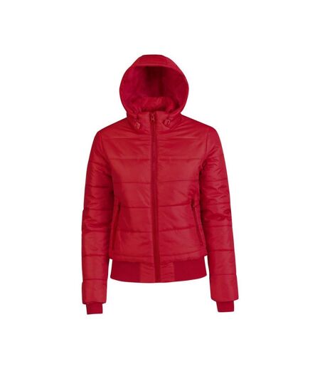 Veste Matelassée Femme Rouge Noir B&C