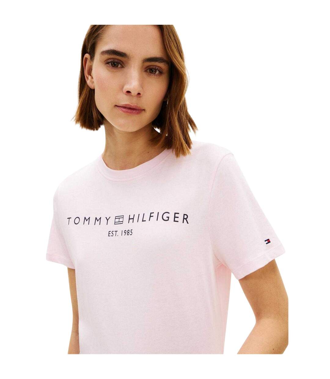 T-shirt Motif/style Logo Rogné Femme Rose Clair Tommy Hilfiger-4
