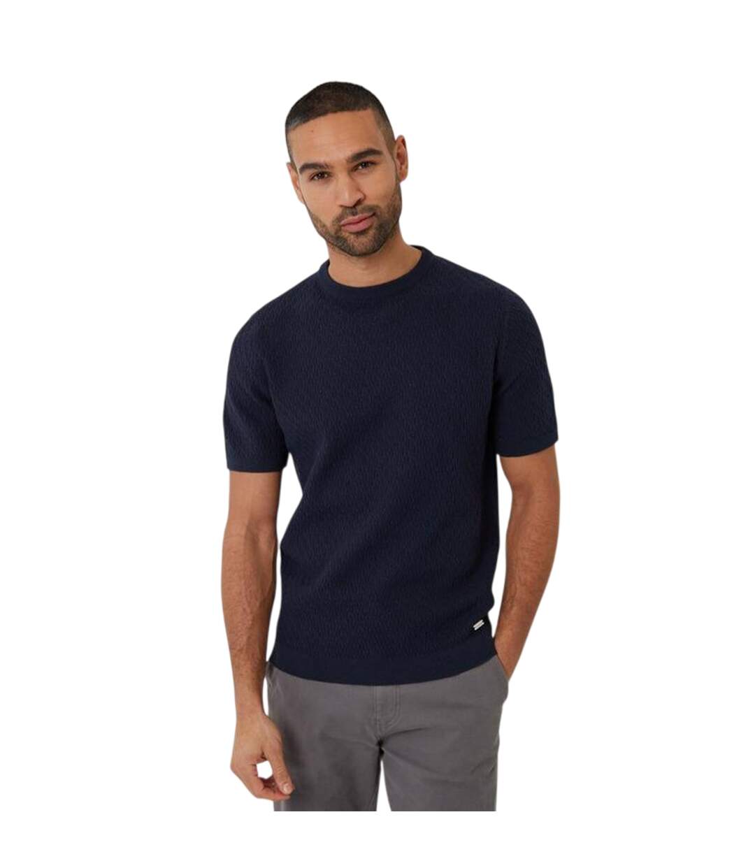 T-shirt Motif/style Texturé Homme Bleu Marine Threadbare-1